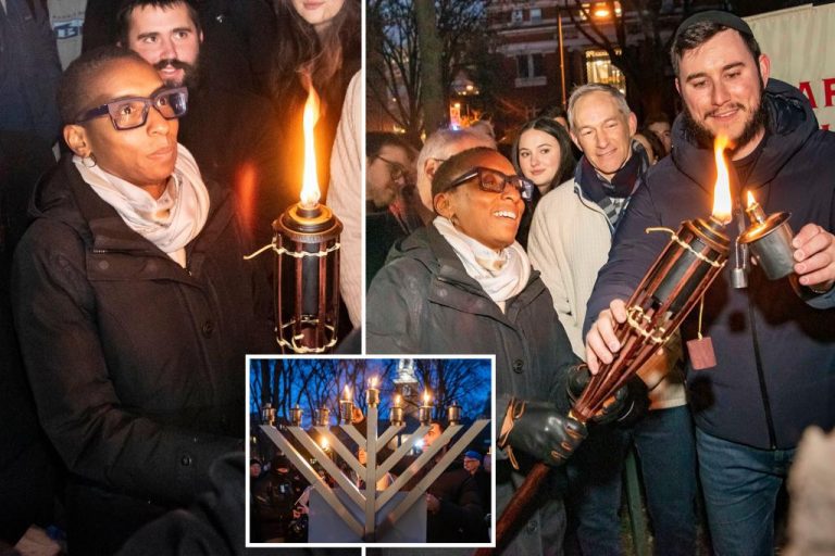 Embattled Harvard President Claudine Gay Attends Menorah Lighting After