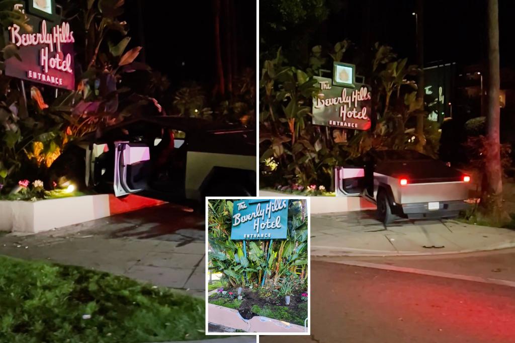 Video Shows Tesla Cybertruck Crash Into Iconic Beverly Hills Hotel Sign ...