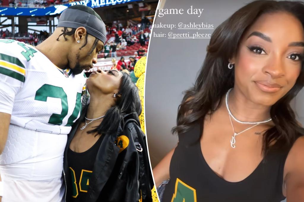 Packers’ Jonathan Owens Gets Pregame Kiss From Simone Biles Total News