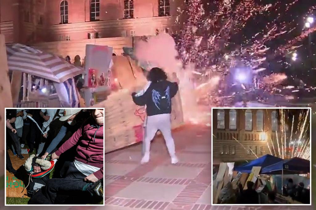 UCLA protests turn violent as fights break out and firecrackers explode ...