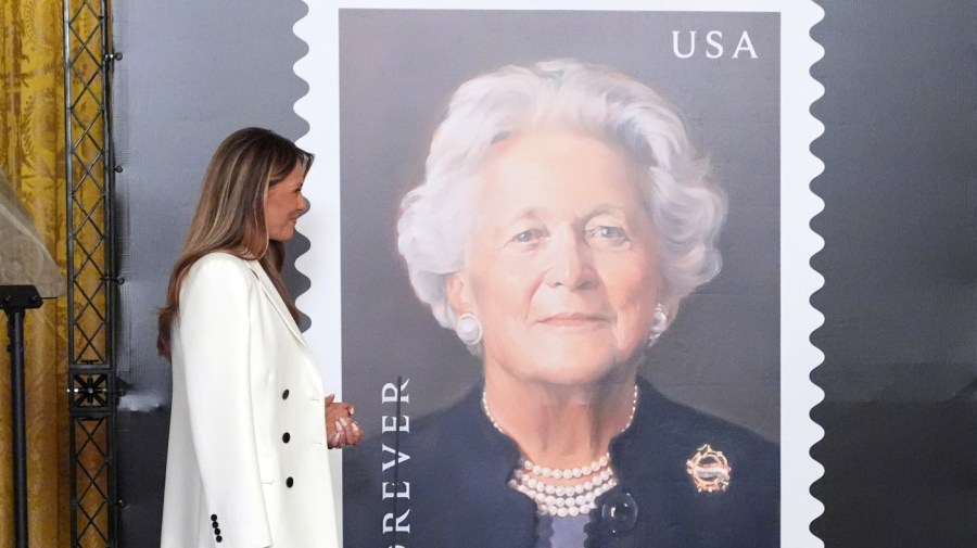 Melania Trump unveils US stamp honoring Barbara Bush