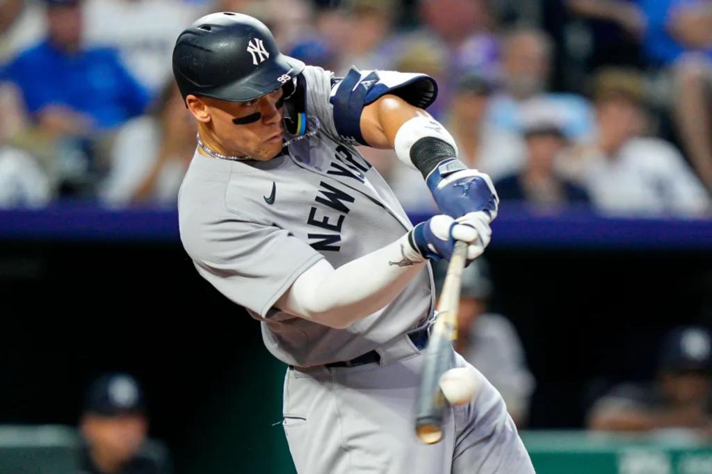 Aaron Judge takes a break from his impressive performance with the Yankees