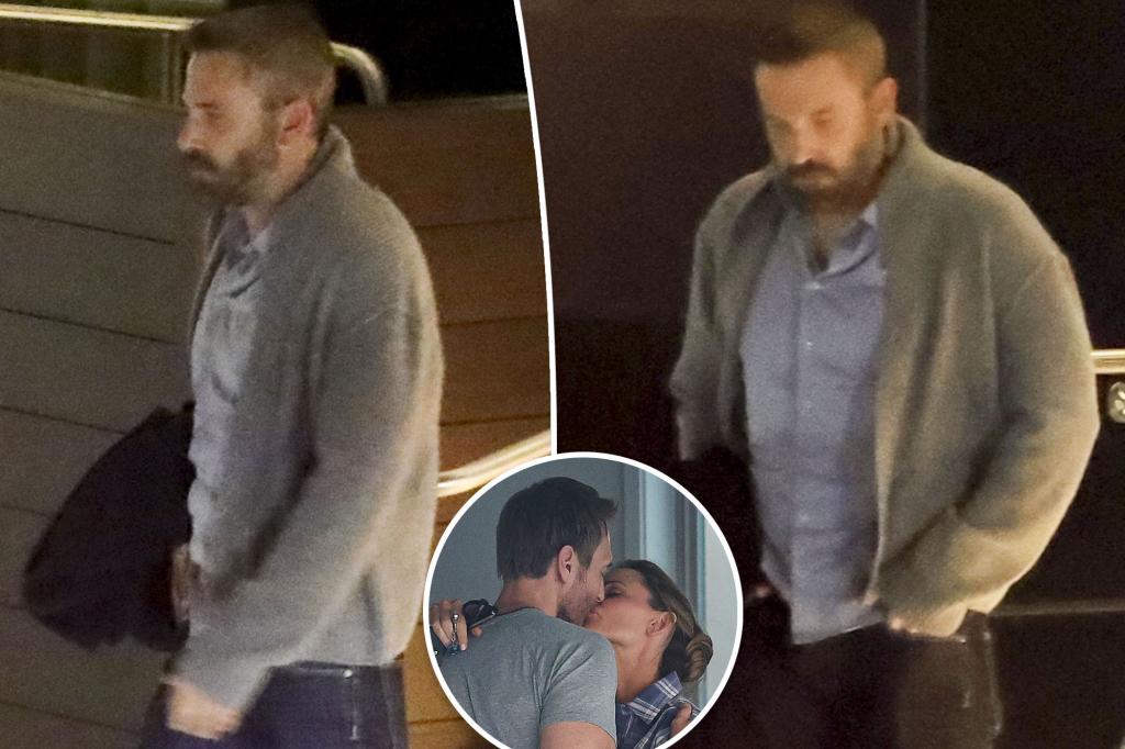 Ben Affleck leaves restaurant alone after seeing Jennifer Garner's affection with John Miller.