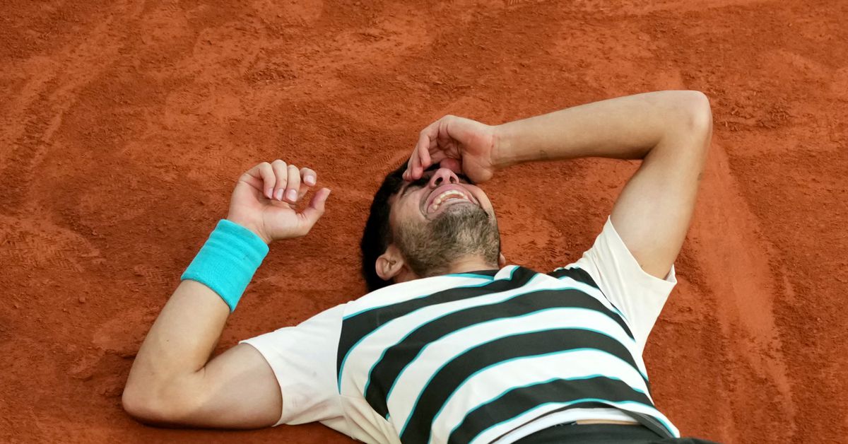 Carlos Alcaraz claims the 2025 French Open men's singles championship against Jannik Sinner