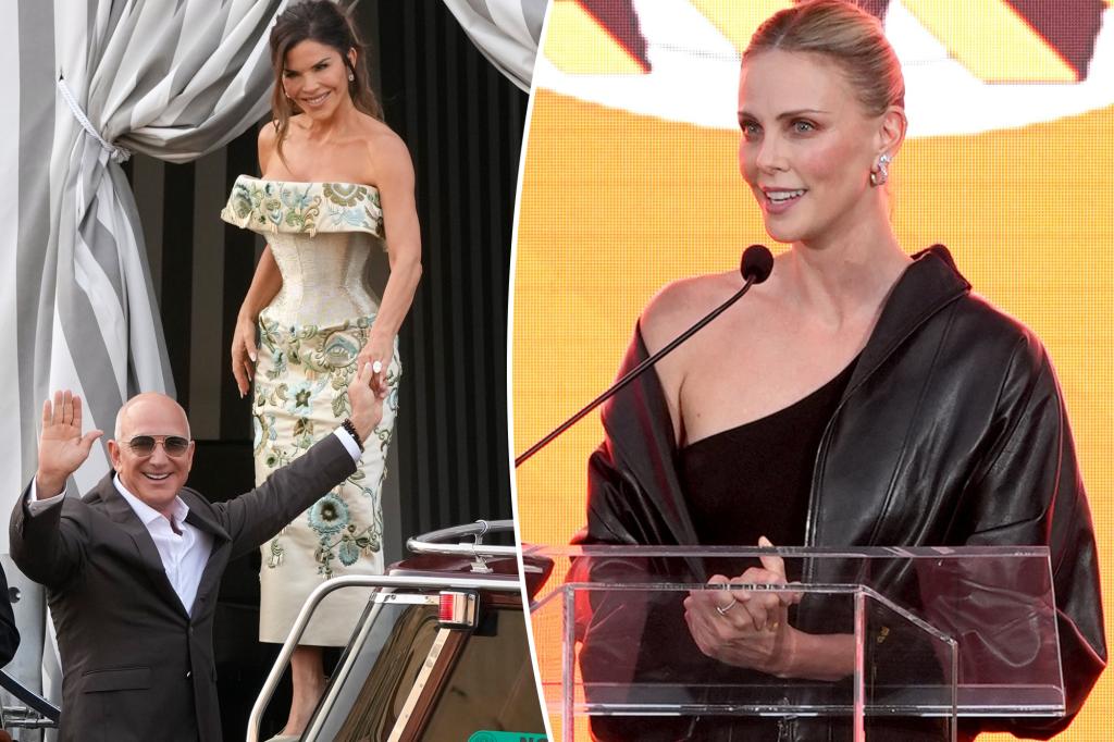 Charlize Theron criticizes Jeff Bezos and Lauren Sánchez's $50 million wedding.