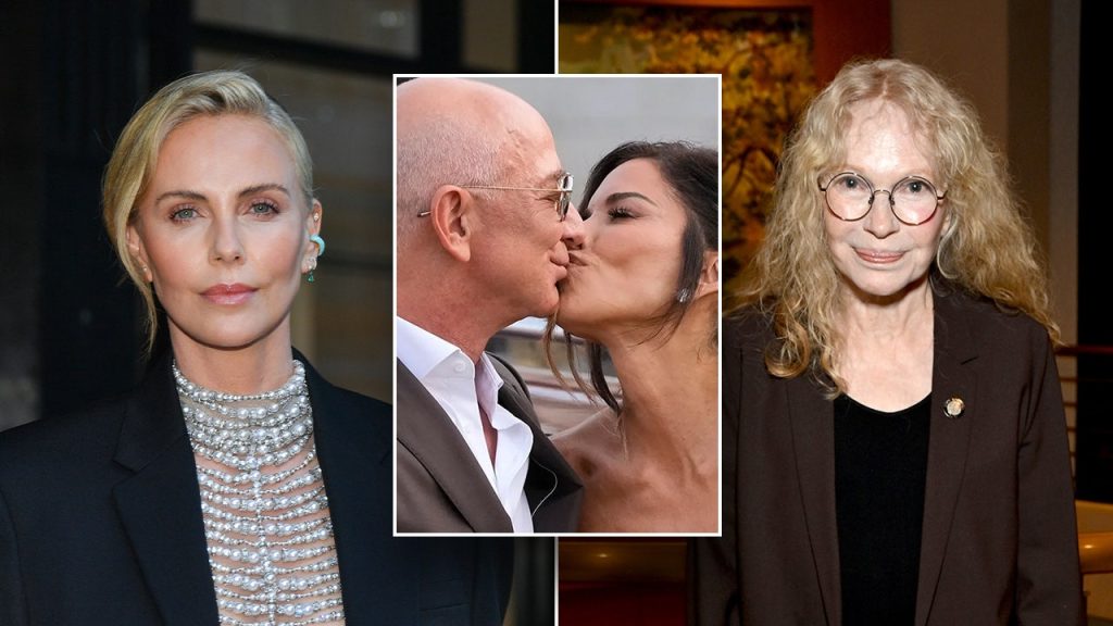 Charlize Theron criticizes Jeff Bezos' wedding while celebrities commend his ex-wife.
