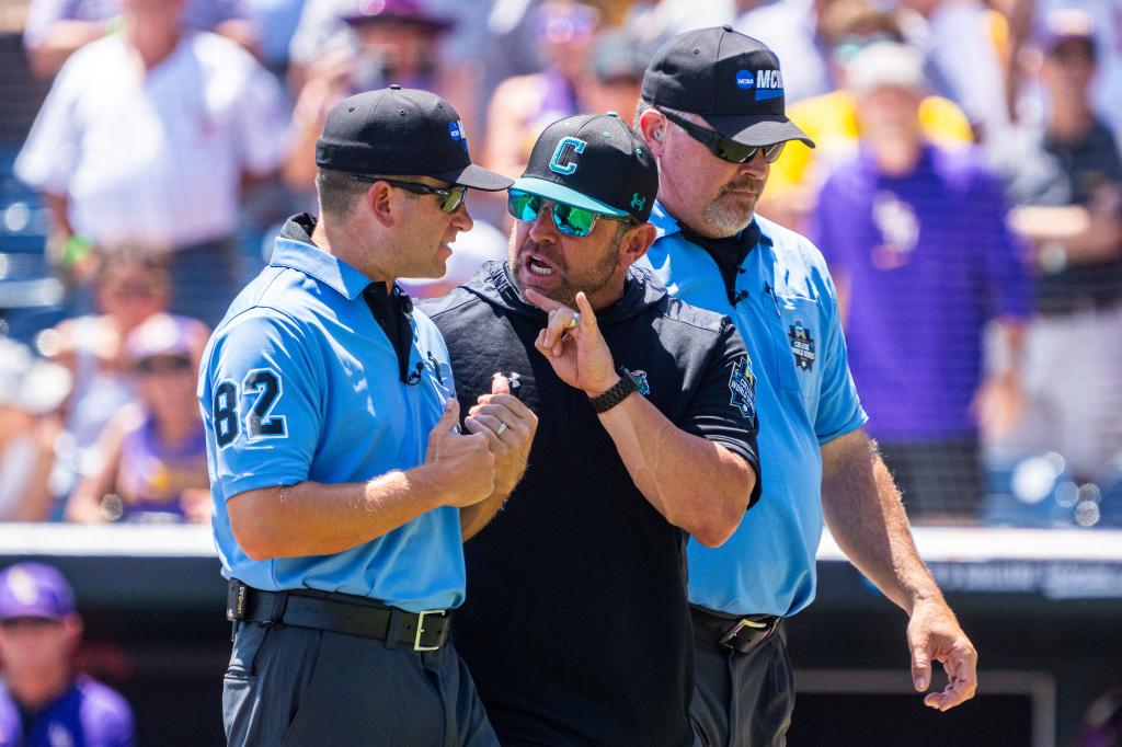 Coastal Carolina coach criticizes umpires following College World Series dismissal