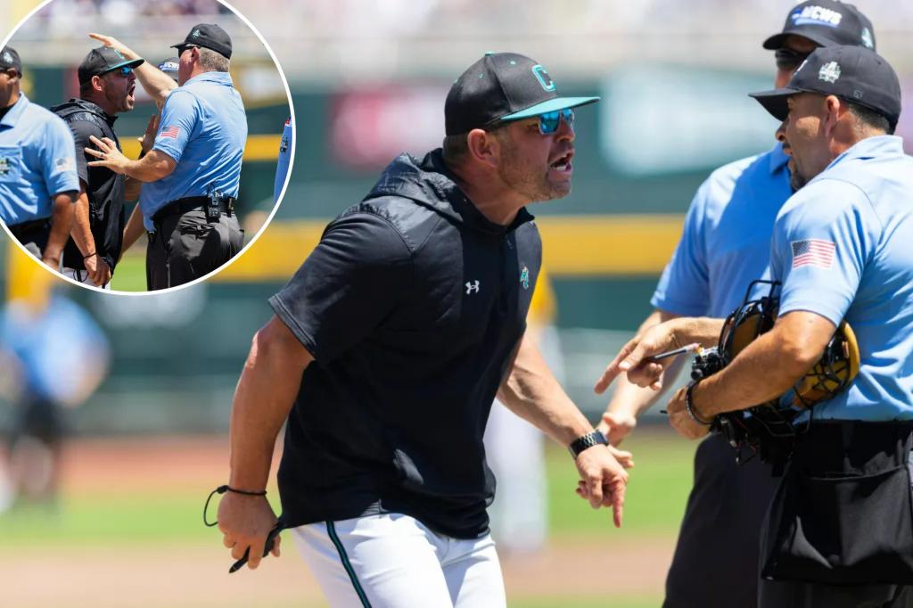 Coastal Carolina coach thrown out in the first inning of the championship game