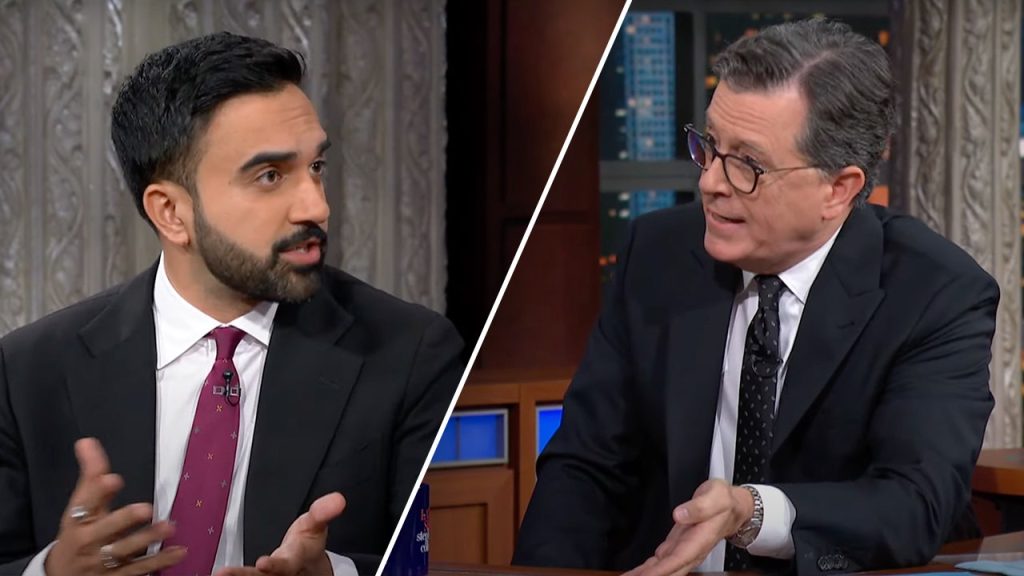Colbert questions NYC mayoral candidate Mamdani about Israel and antisemitism.