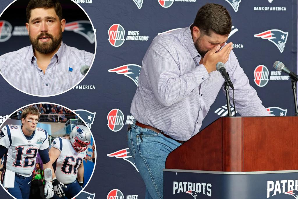 David Andrews from the Patriots tears up during his retirement speech