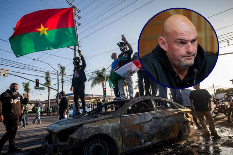 Democrat Senator Fetterman criticizes the party for not denouncing the rioting and looting in Los Angeles.