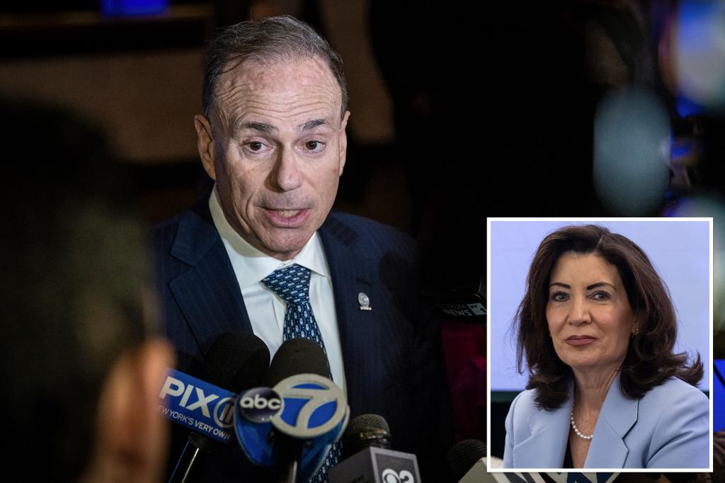 Democratic leader pressuring party officials to support Hochul following Delgado's announcement of a primary challenge.