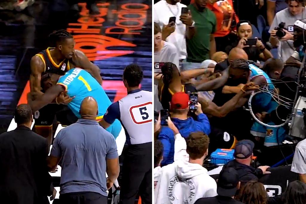 Dwight Howard and Lance Stephenson are thrown out after a violent fight in Big 3