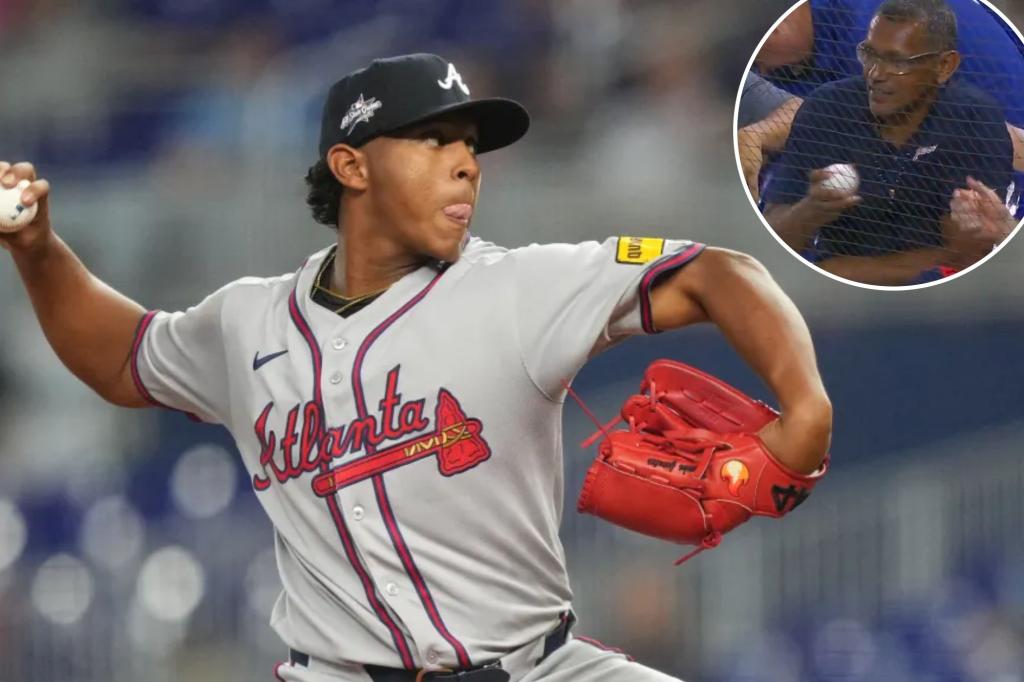 Father of Braves newcomer Didier Fuentes catches foul ball during first game