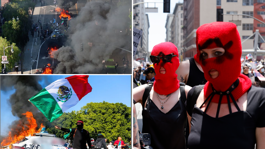 Gallery: Violent riots in LA feature burning flags and cars on fire following immigration raids