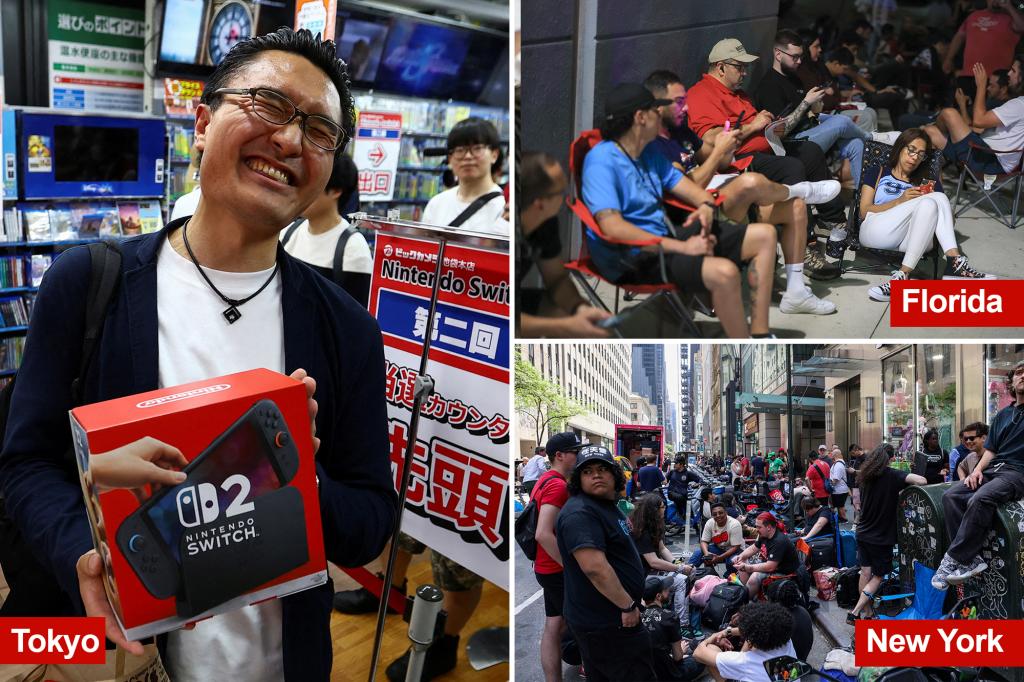 Gamers queue up for the launch of the Nintendo Switch 2 amid anticipated global shortage.