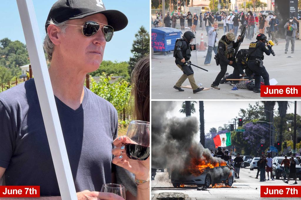 Gavin Newsom enjoyed wine at a Napa fundraiser as anti-ICE protesters created turmoil in L.A.