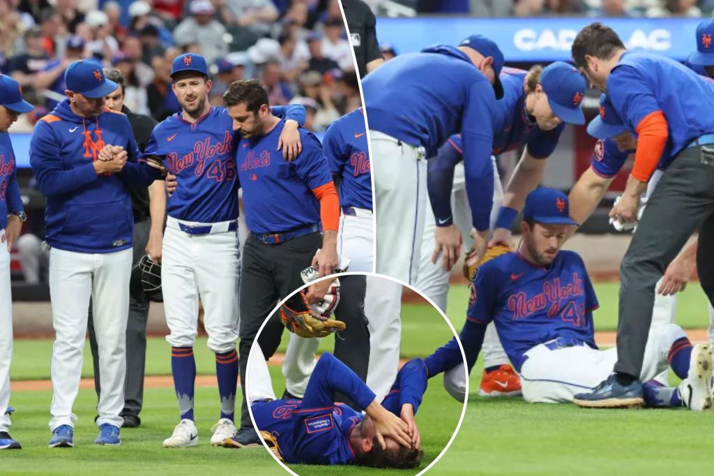 Griffin Canning collapses and leaves due to possible injury issue with the Mets
