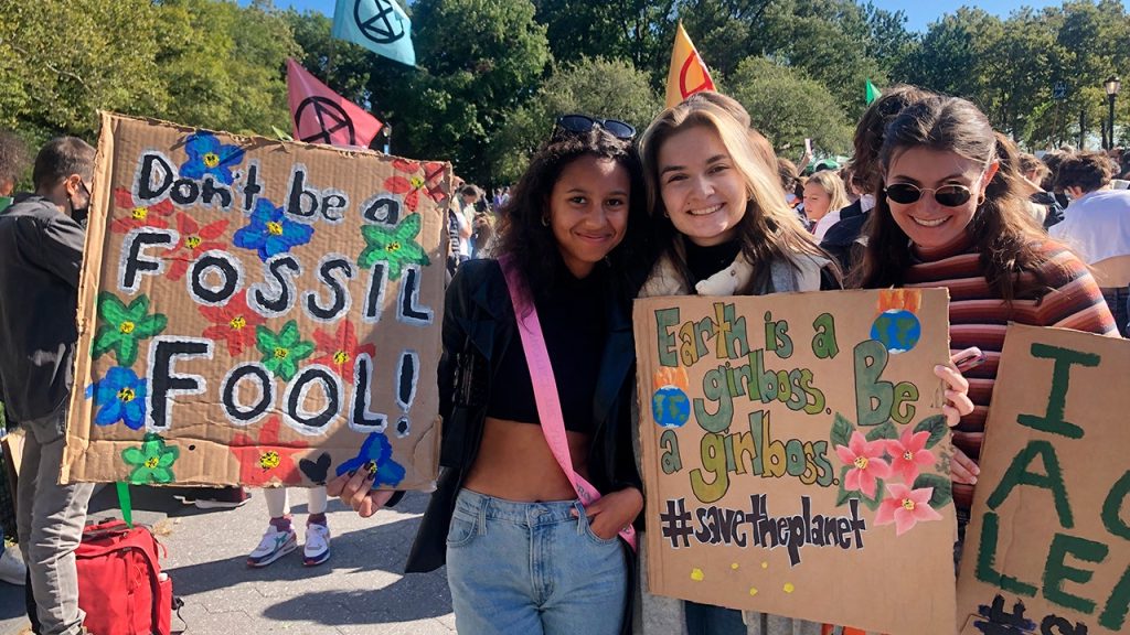 Group on the left faces claims of using children for climate activism