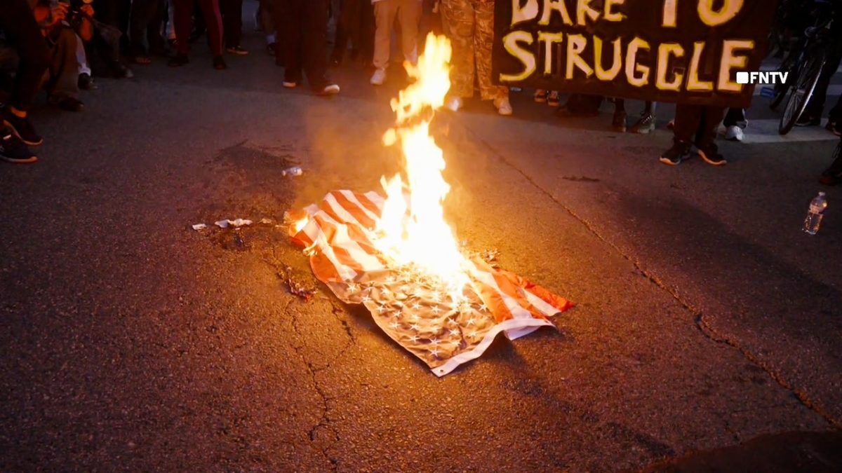 Hawley presents a bill that would impose prison sentences for setting fire to the American flag.