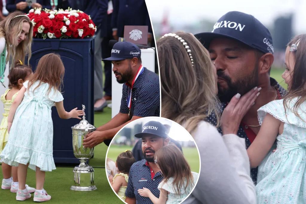 J.J. Spaun enjoys heartwarming moments with his daughters and wife following his US Open victory on Father's Day