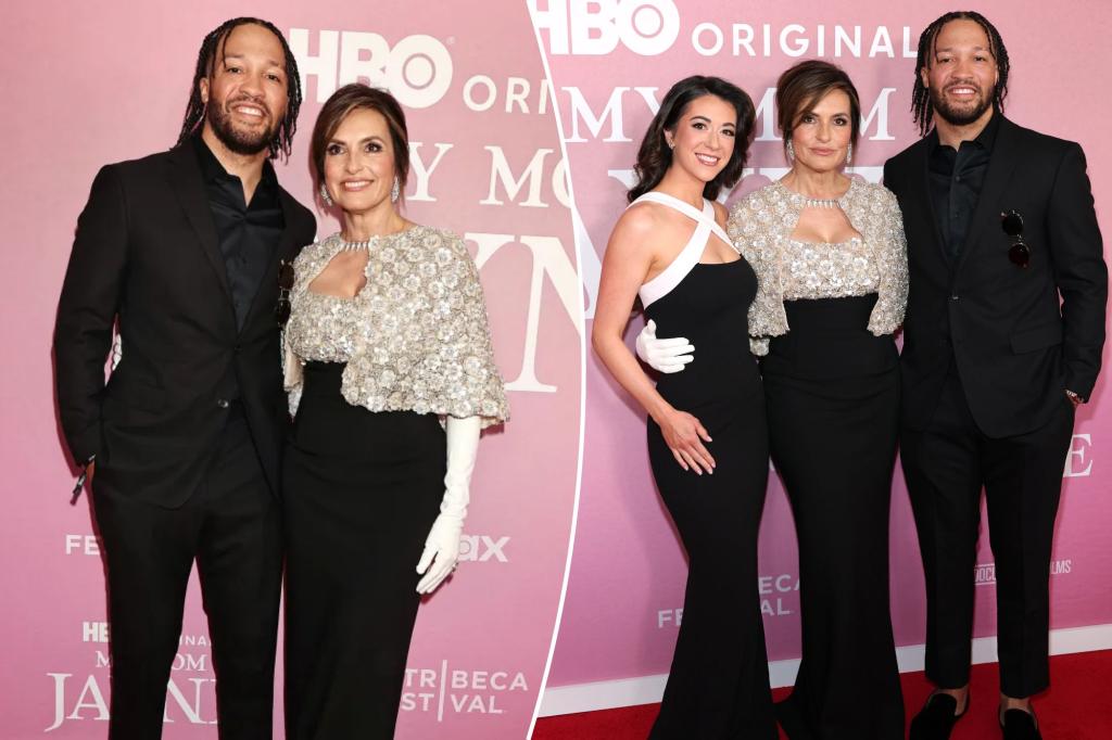 Jalen Brunson and his wife attend the premiere of 'My Mom Jayne' to support Mariska Hargitay.