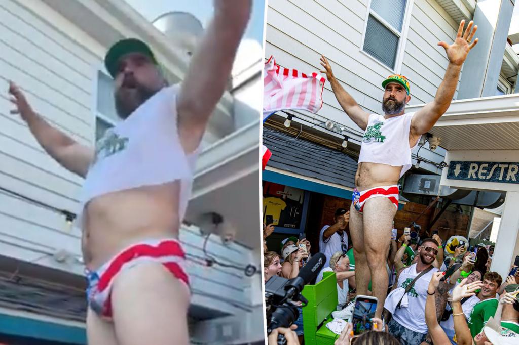 Jason Kelce dons a small speedo for a charitable cause