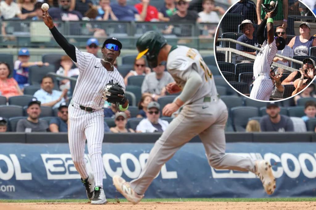 Jazz Chisholm of the Yankees impresses in the field with an outstanding performance.