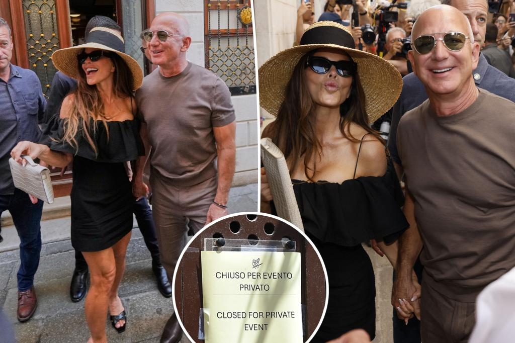 Jeff Bezos and Lauren Sánchez close a local bar in Italy during their first appearance as a married couple