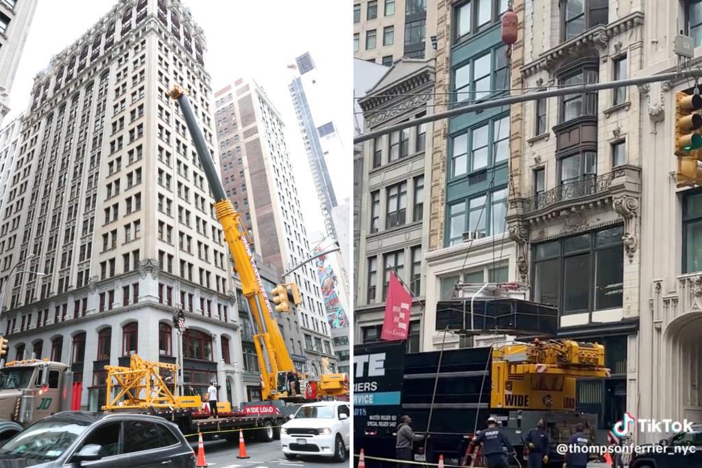Jeff Bezos' furniture delivery by crane exceeds Fifth Ave: video