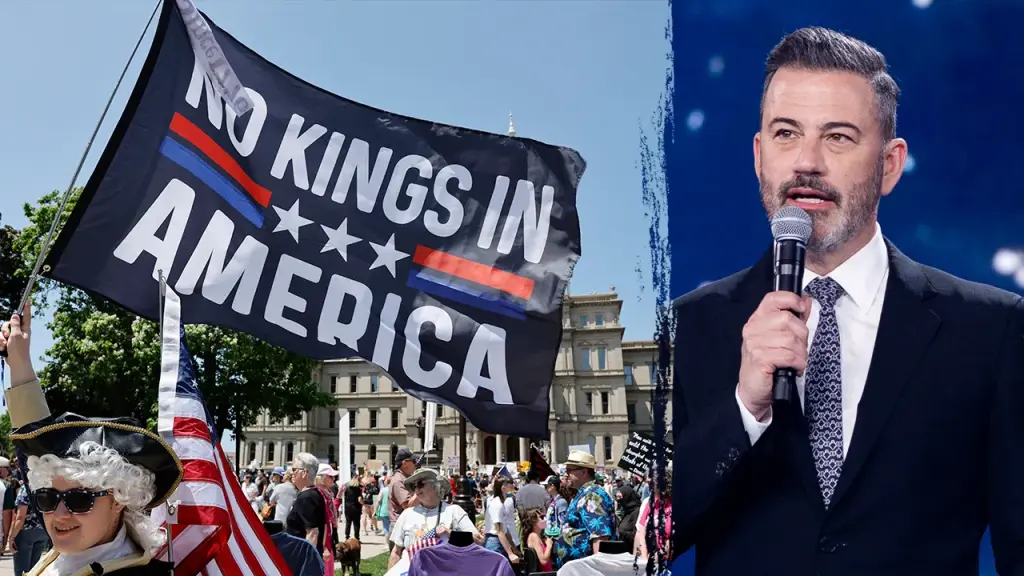 Jimmy Kimmel takes part in 'No Kings' demonstration against Trump
