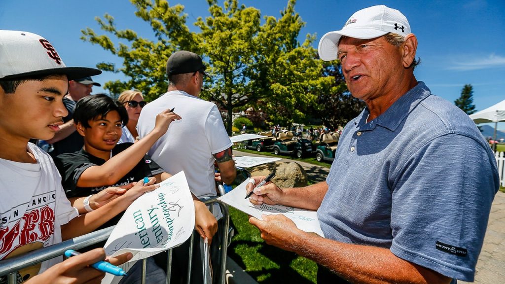 Joe Theismann talks before the American Century Championship