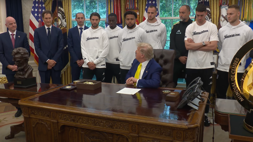 Juventus players remain quiet when Trump asks them about women in sports