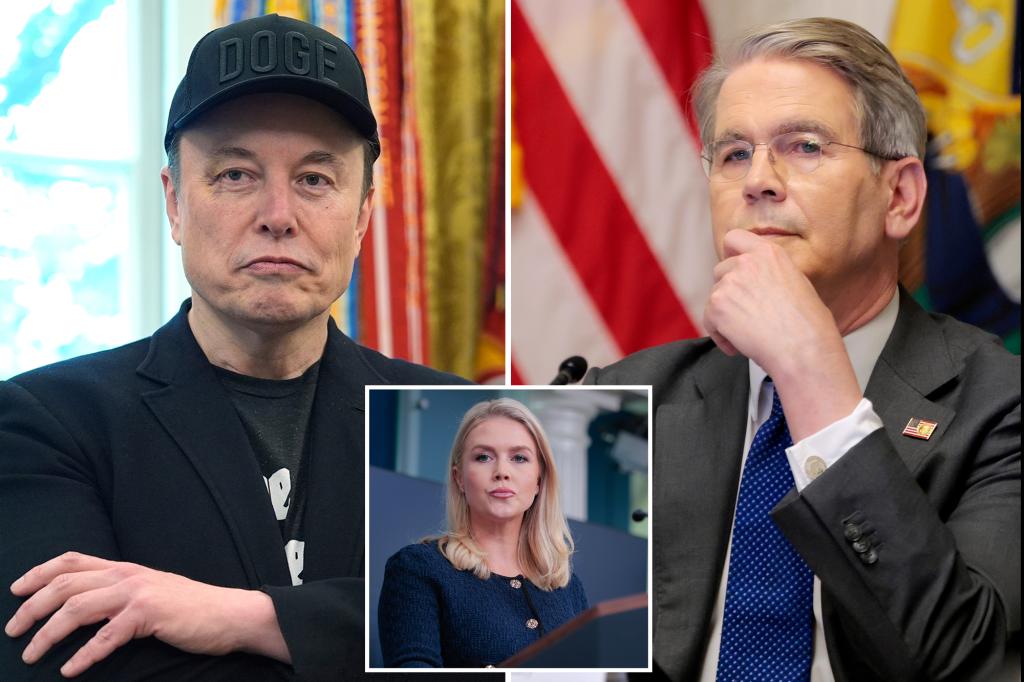 Karoline Leavitt minimizes reports of Musk pushing Bessent aside.