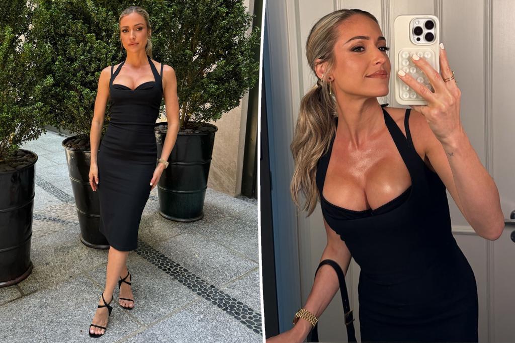 Kristin Cavallari confidently showcases her deep-cut black dress after updating her breast implants