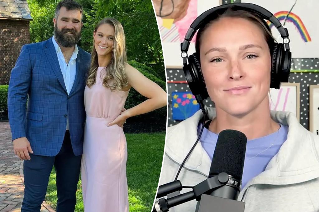 Kylie Kelce mocks Jason Kelce fans who are obsessing over his appealing photos.