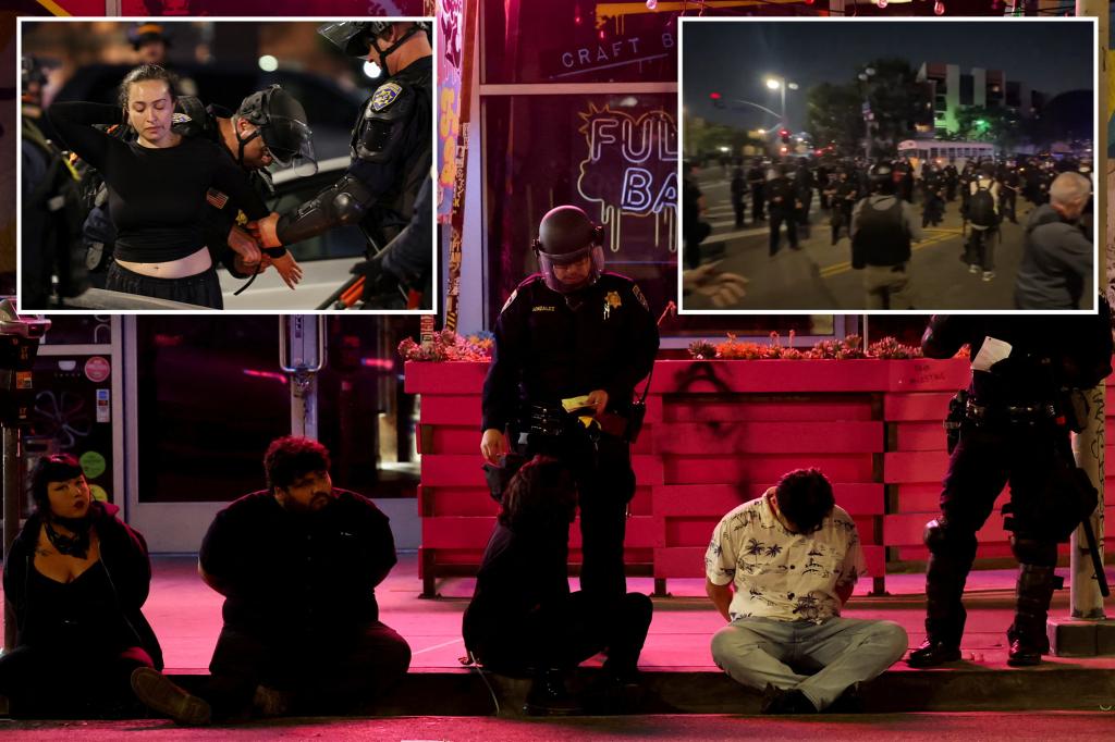 LA rioters observed being restrained and taken away in buses while police try to control the unrest