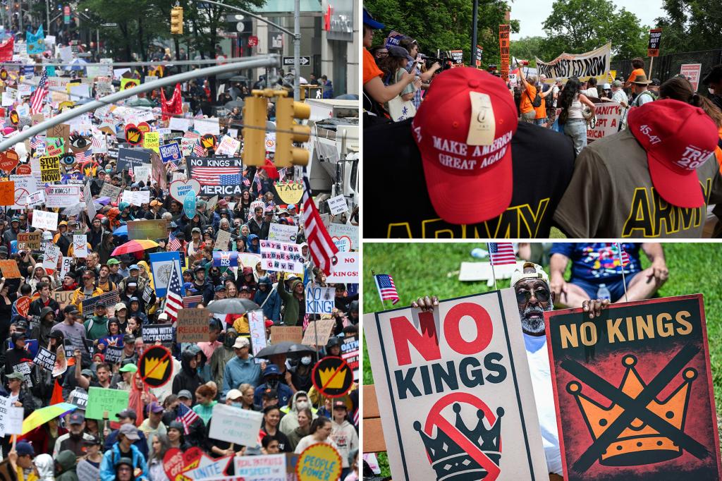 Large 'No Kings' demonstrations take over New York City and other parts of the US during the celebration of the Army's 250th birthday