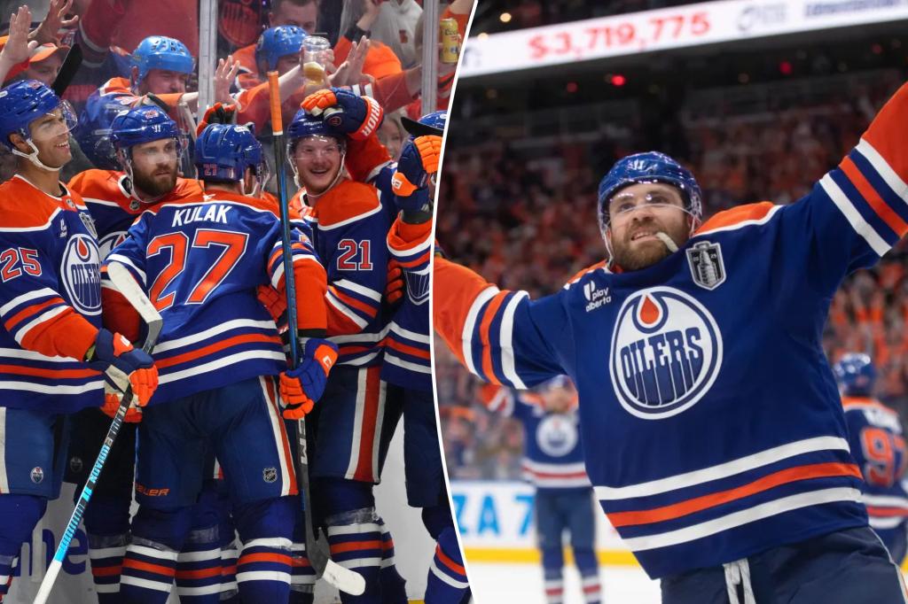 Leon Draisaitl scores to lead the Oilers to victory in Game 1 against the Panthers in the Stanley Cup Final.