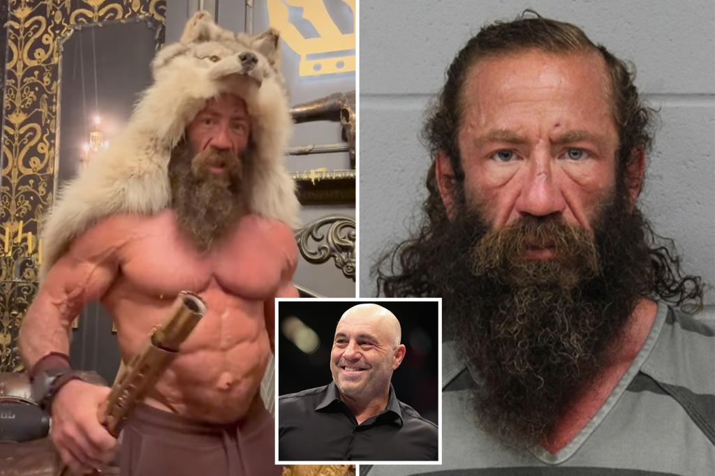 Liver King's booking photo made public following his arrest for threatening Joe Rogan.