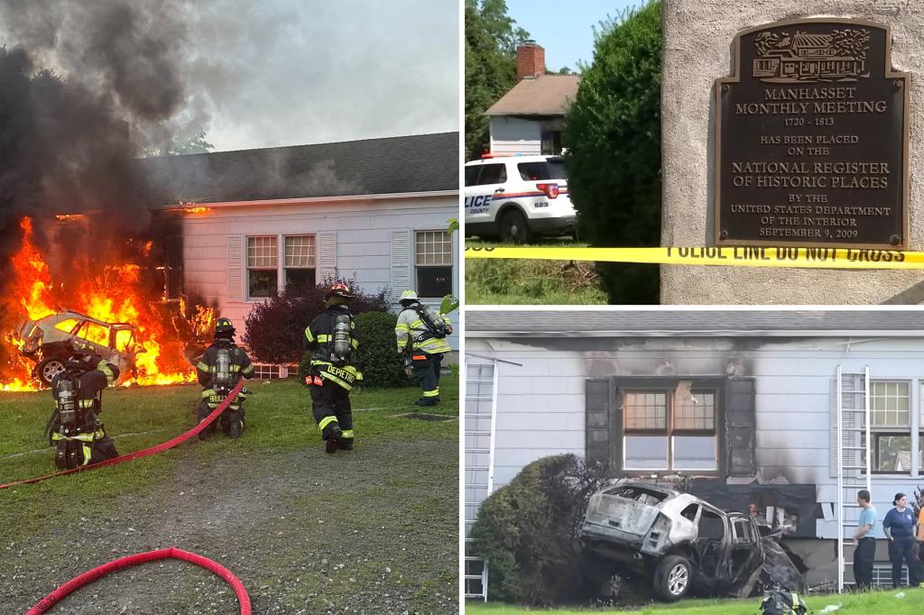 Long Island driver dies in crash into Quaker meeting house fire