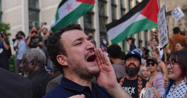 Mahmoud Khalil, an activist against Israel, leads a 'Free Palestine!' chant in NYC following his release from ICE custody