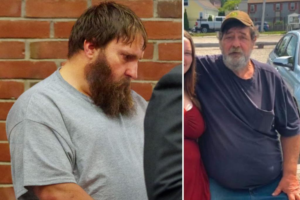 Massachusetts man charged with stabbing his mother's boyfriend 17 times and setting him on fire during a deadly dispute over steaks.