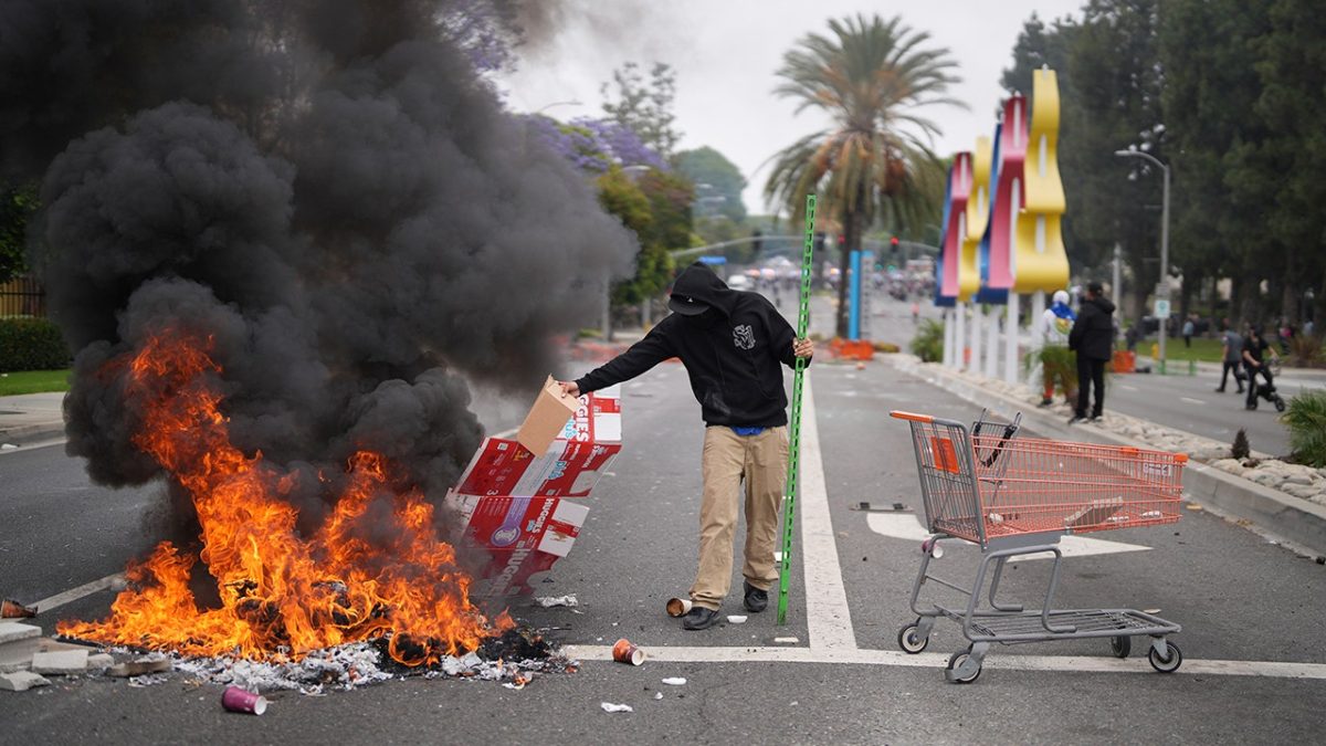 Media described the violent Los Angeles riots as 'largely peaceful' despite looting and arson.