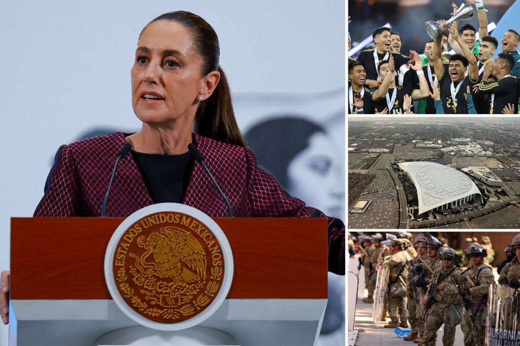 Mexico's President Claudia Sheinbaum urges ICE to refrain from detaining fans at the Los Angeles Mexico-Dominican Republic Gold Cup match.