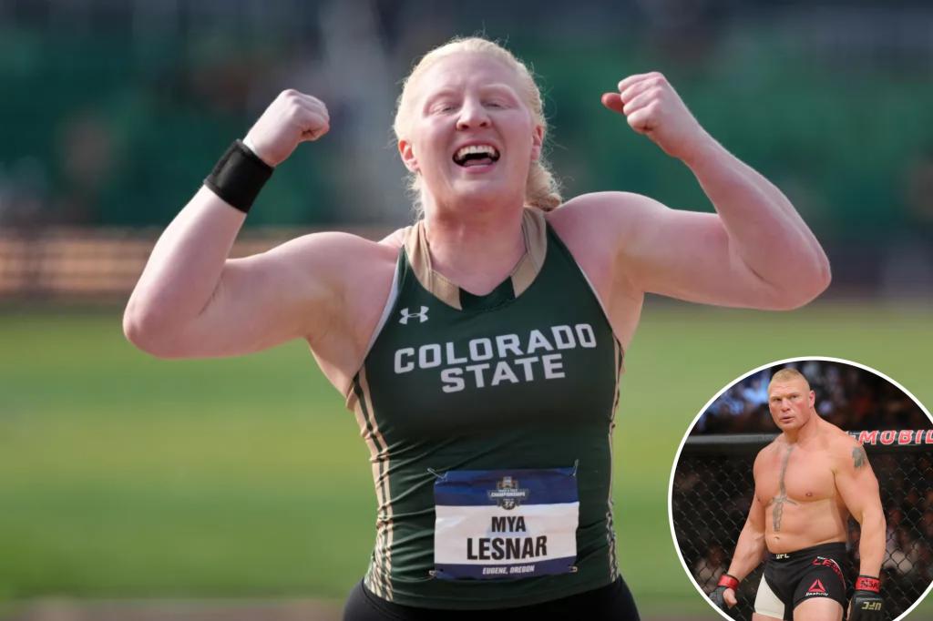 Mya Lesnar wins shot put at NCAA championships