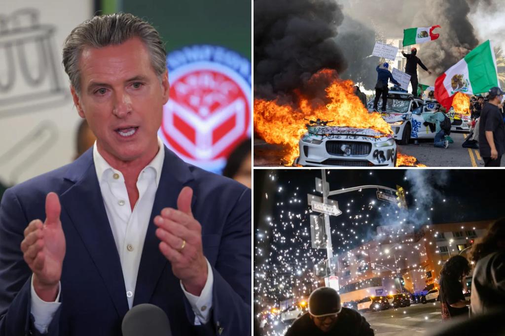 Newsom intends to take legal action against the Trump administration regarding the National Guard's deployment to Los Angeles, while the LAPD chief acknowledges that officers are feeling overwhelmed by violent protests against ICE.
