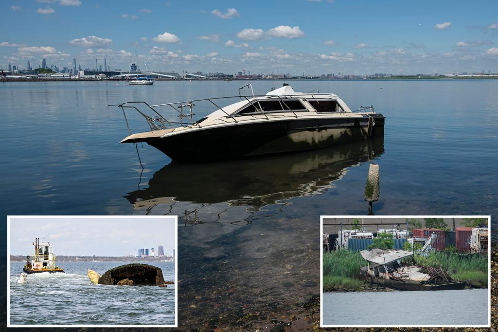 Numerous derelict boats scattered along New York City's shorelines