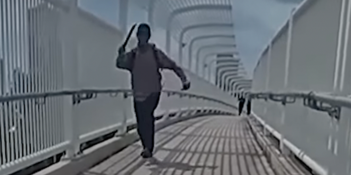 Officer encounters a man with a machete running at her, but she has extra firepower, newly released bodycam footage reveals.