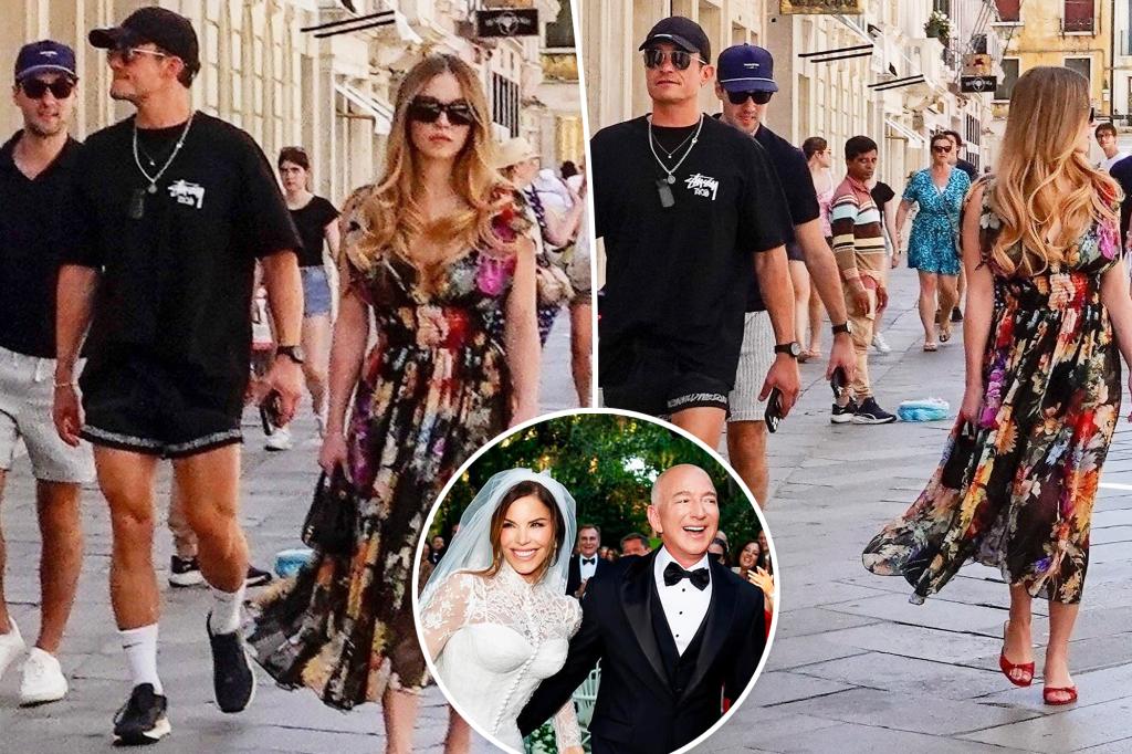 Orlando Bloom and Sydney Sweeney seen walking in Venice following the wedding of Jeff Bezos and Lauren Sánchez